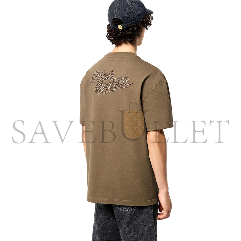 LOUIS VUITTON EMBROIDERED SIGNATURE COTTON T-SHIRT 1AFXP1 LOUIS VUITTON EMBROIDERED SIGNATURE COTTON T-SHIRT 1AFXP1
